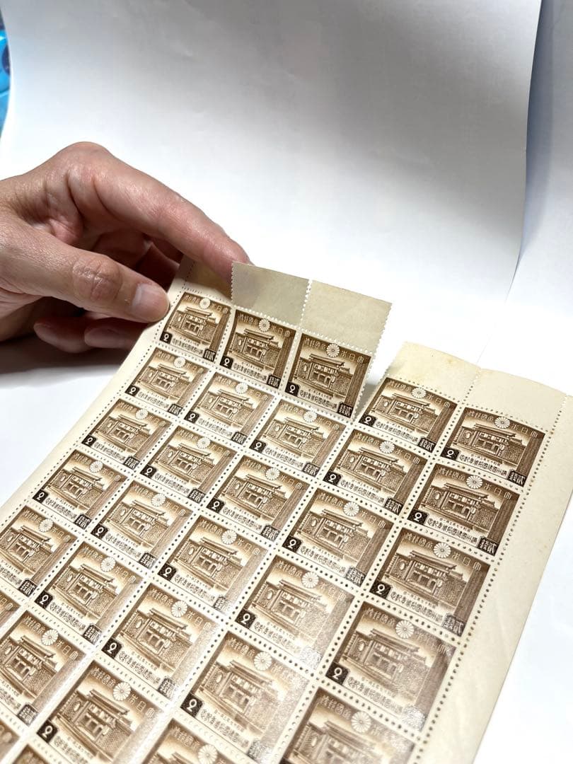 満州建国10年 2銭切手 建国神廟 1シート(50枚)×3シート(計150枚)