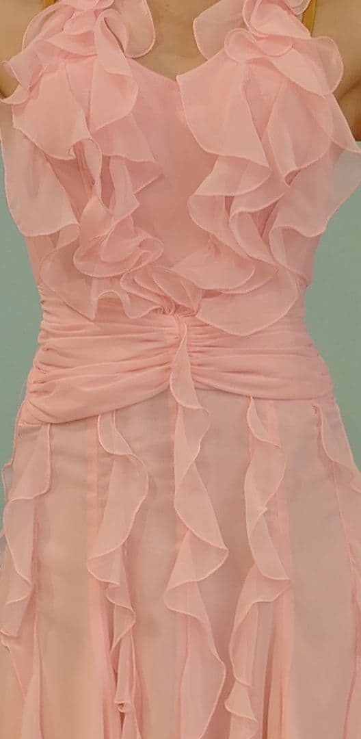 タカダンス ピンク フリル ロングドレス M (パニエ販売は要相談)