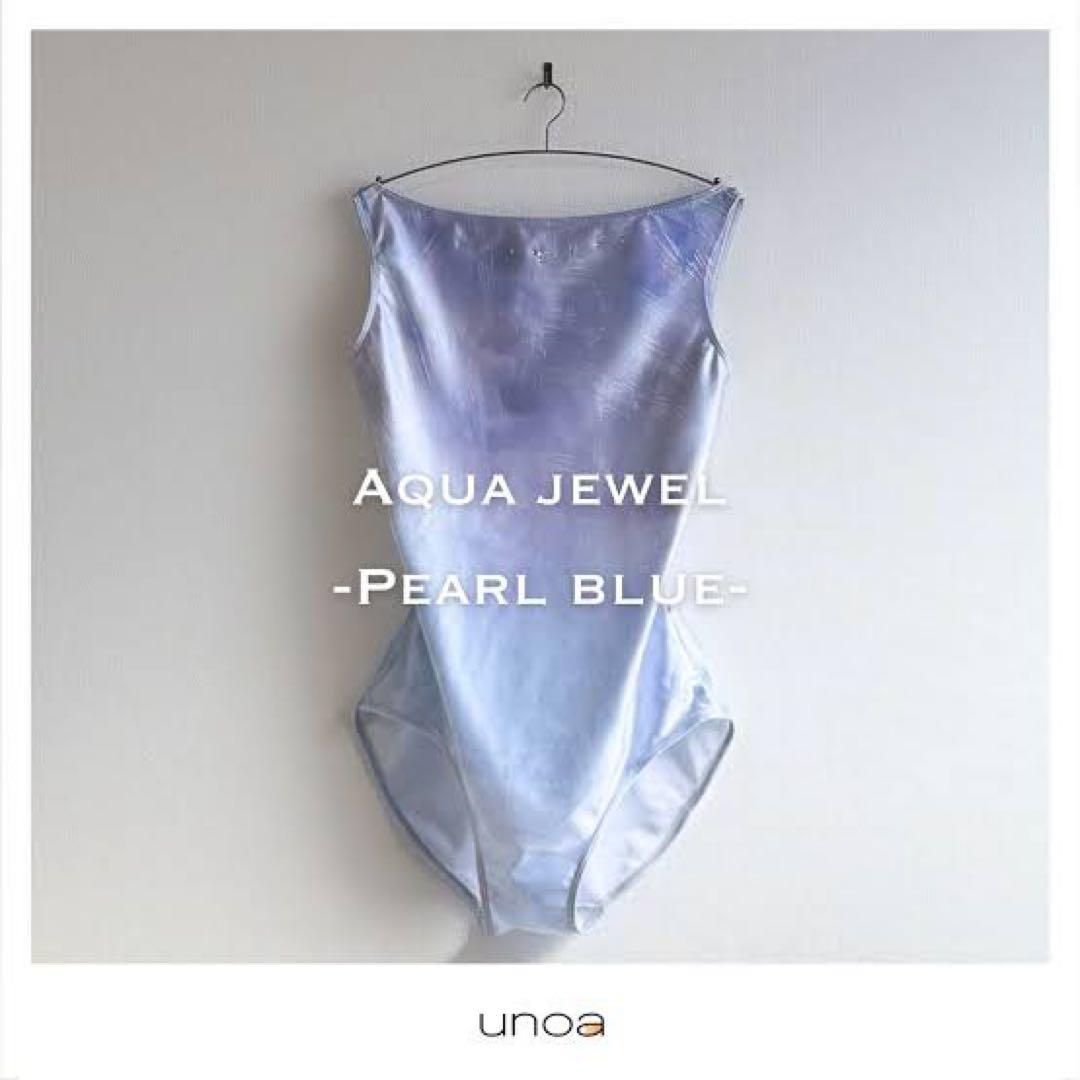【みみ】unoa Aqua jewel pearl blueレオタードM
