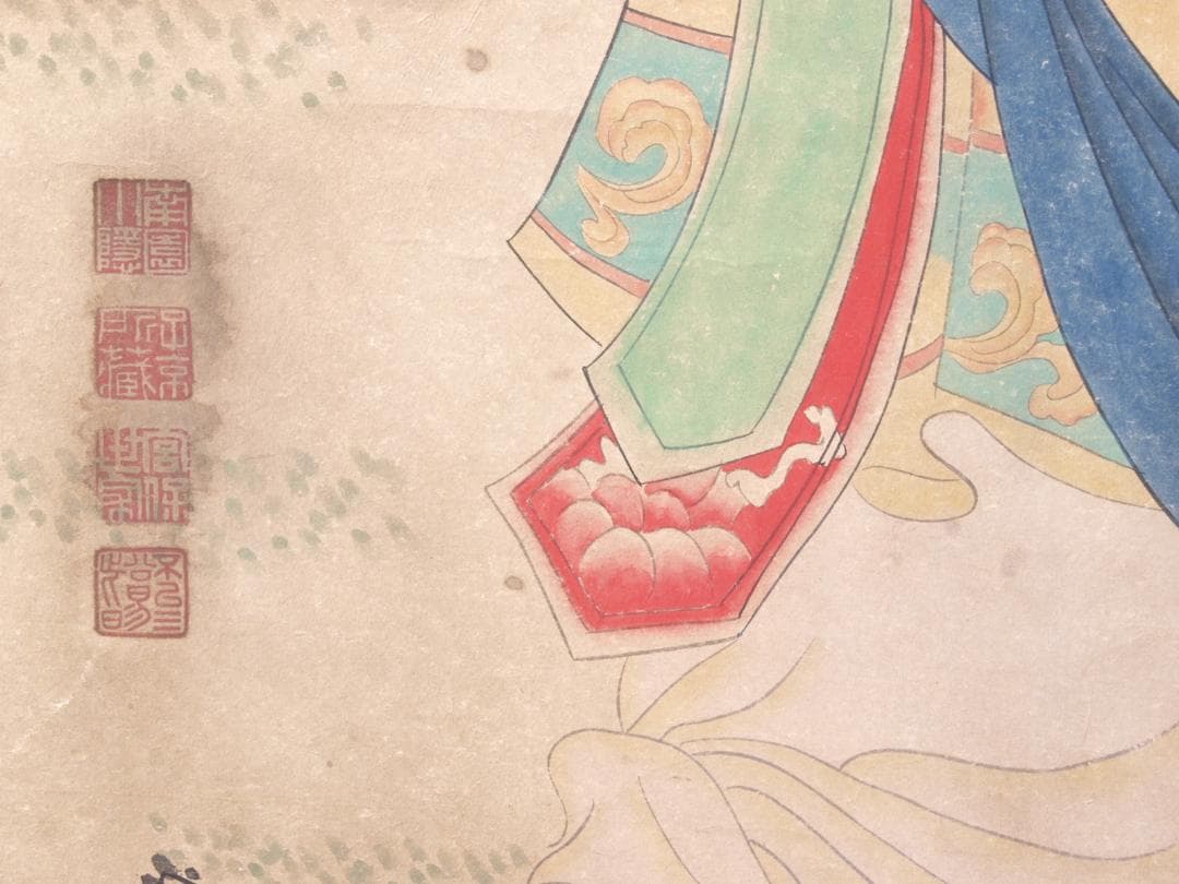 【骨董掛け軸】中国 周昉作　肉筆保証 捲り古美術 AK960A12-3