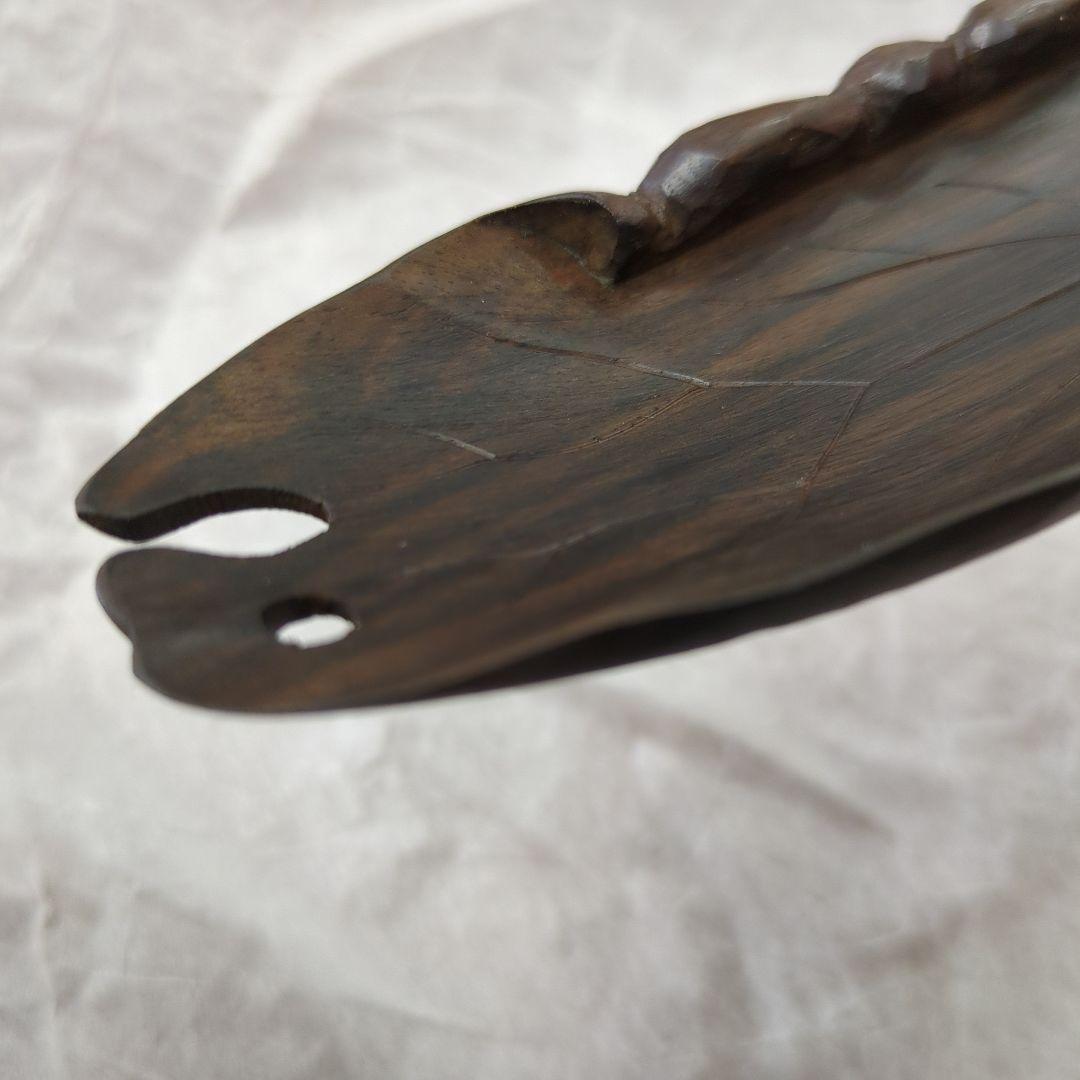 茶合　唐木　茶道具　葉っぱ　葉　茶道　木製　煎茶　茶匙