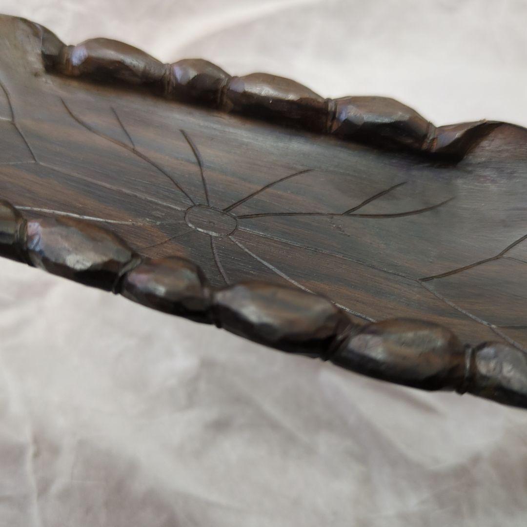 茶合　唐木　茶道具　葉っぱ　葉　茶道　木製　煎茶　茶匙