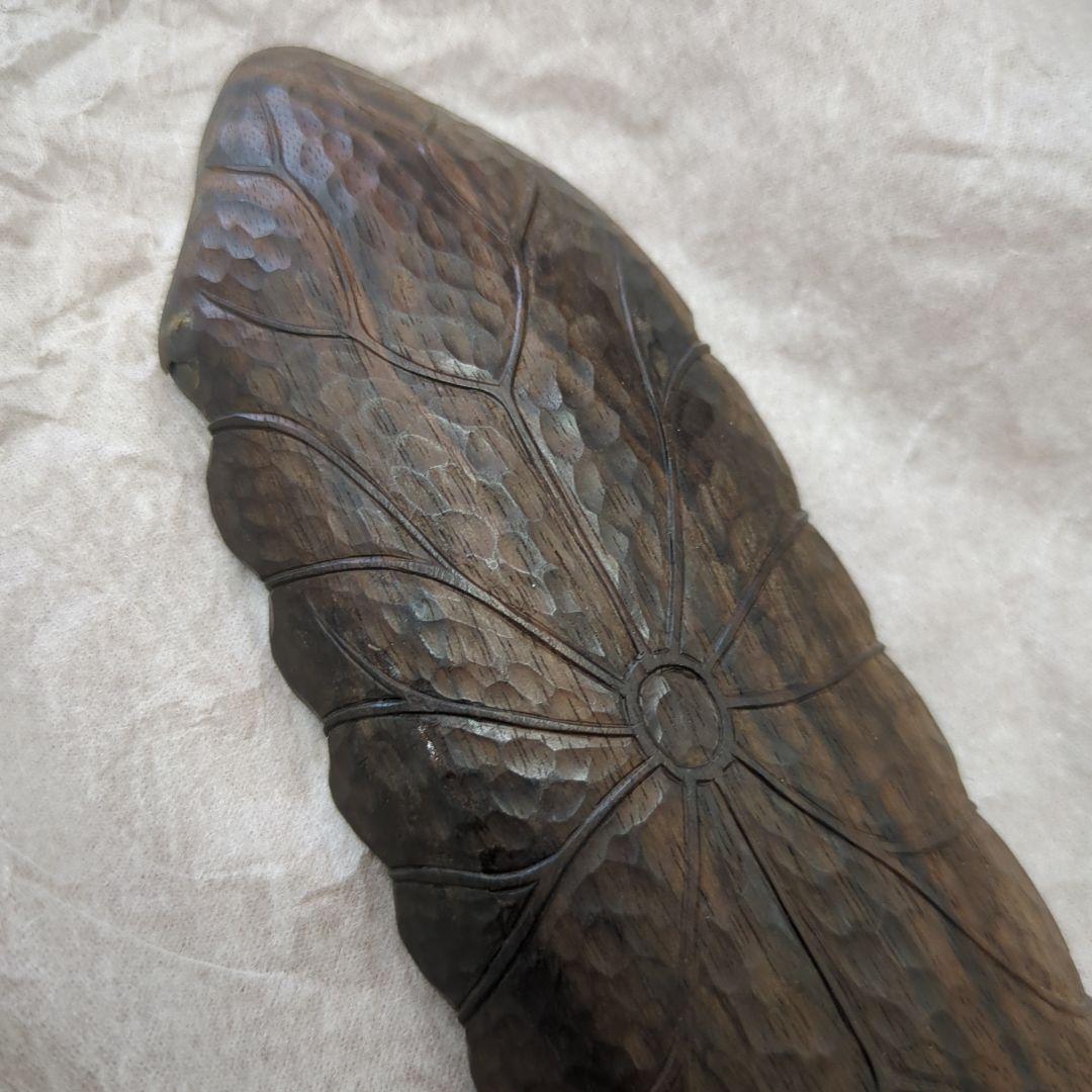 茶合　唐木　茶道具　葉っぱ　葉　茶道　木製　煎茶　茶匙