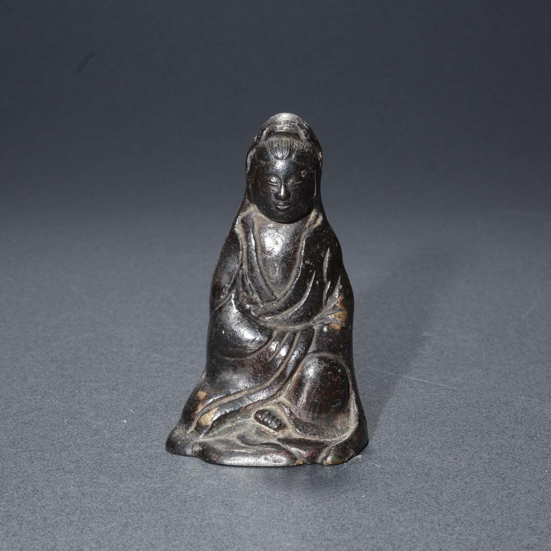 観音坐像　銅製　仏像　骨董　江戸時代　R1681