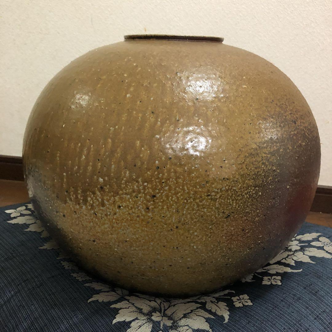 備前焼　大壺　奥本丸味