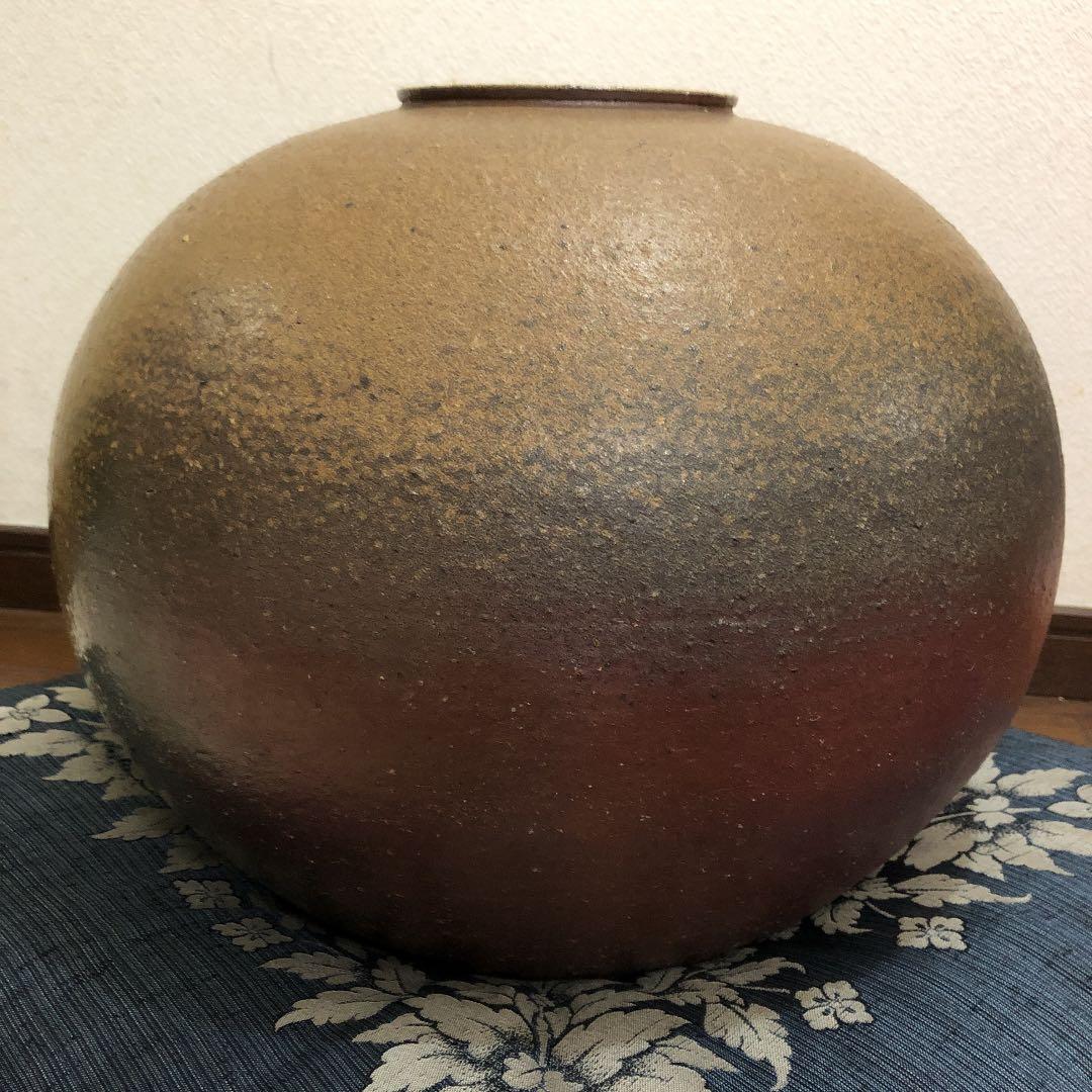 備前焼　大壺　奥本丸味