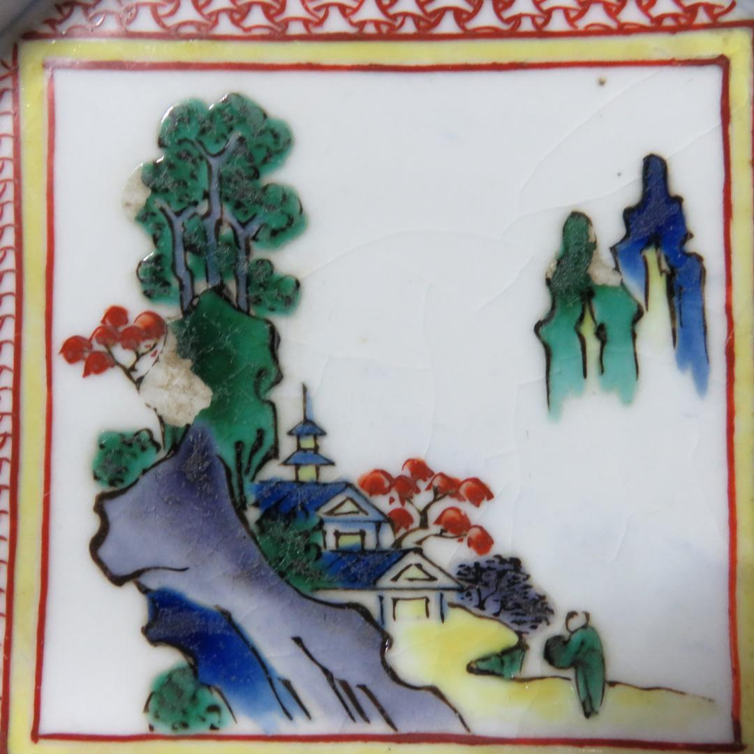 小皿 2枚 美品 色絵付 手塩皿 山水 角福 古伊万里 江戸