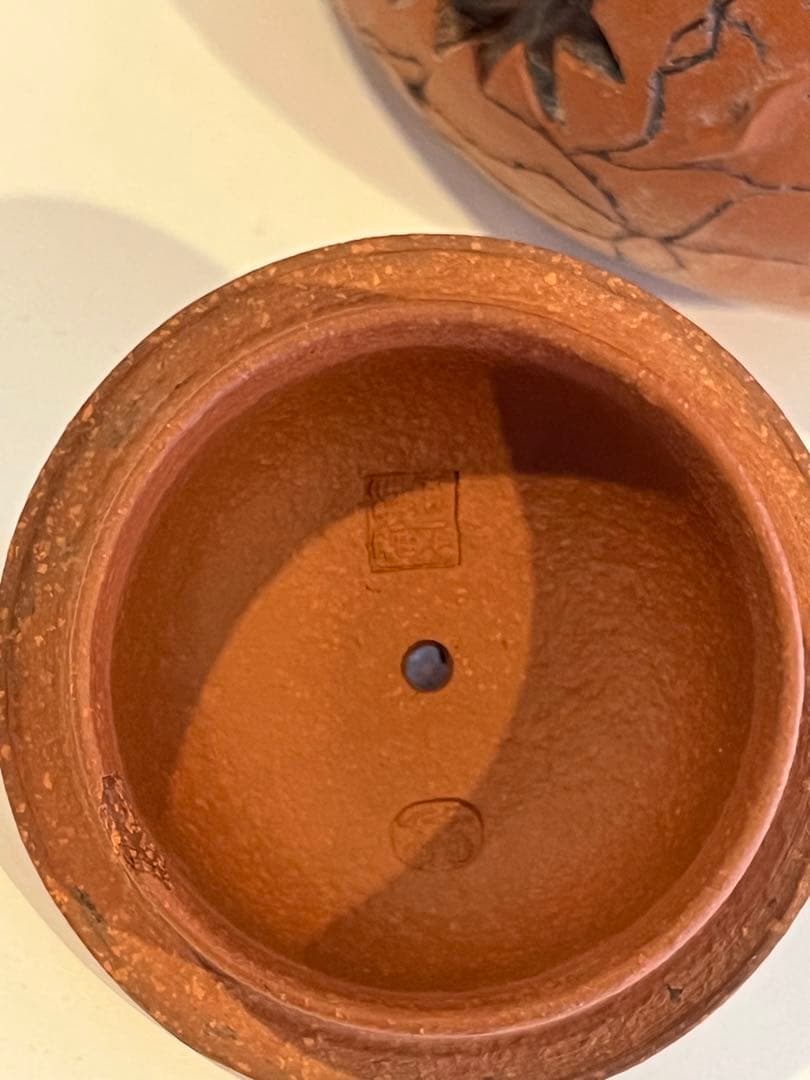 中国急須　朱泥　刻印　彫刻　アンティーク　骨董品　コレクション