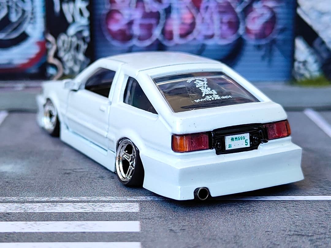 トミカ改造 トヨタ レビン フルエアロ プレミアム白 ☆深リム ☆ホットウィール