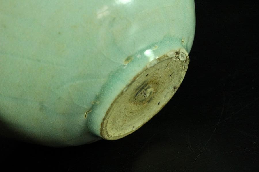 中国美術 青影 刻草紋 碗 茶道具伝来(K-RC995)