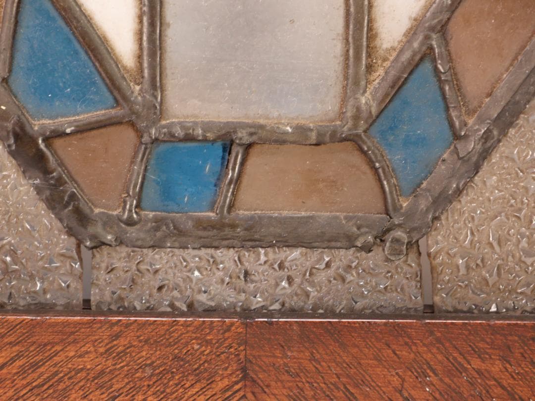 BK446　明治　大正　アンティーク　ステンドグラス　扉　ダイヤカットガラス