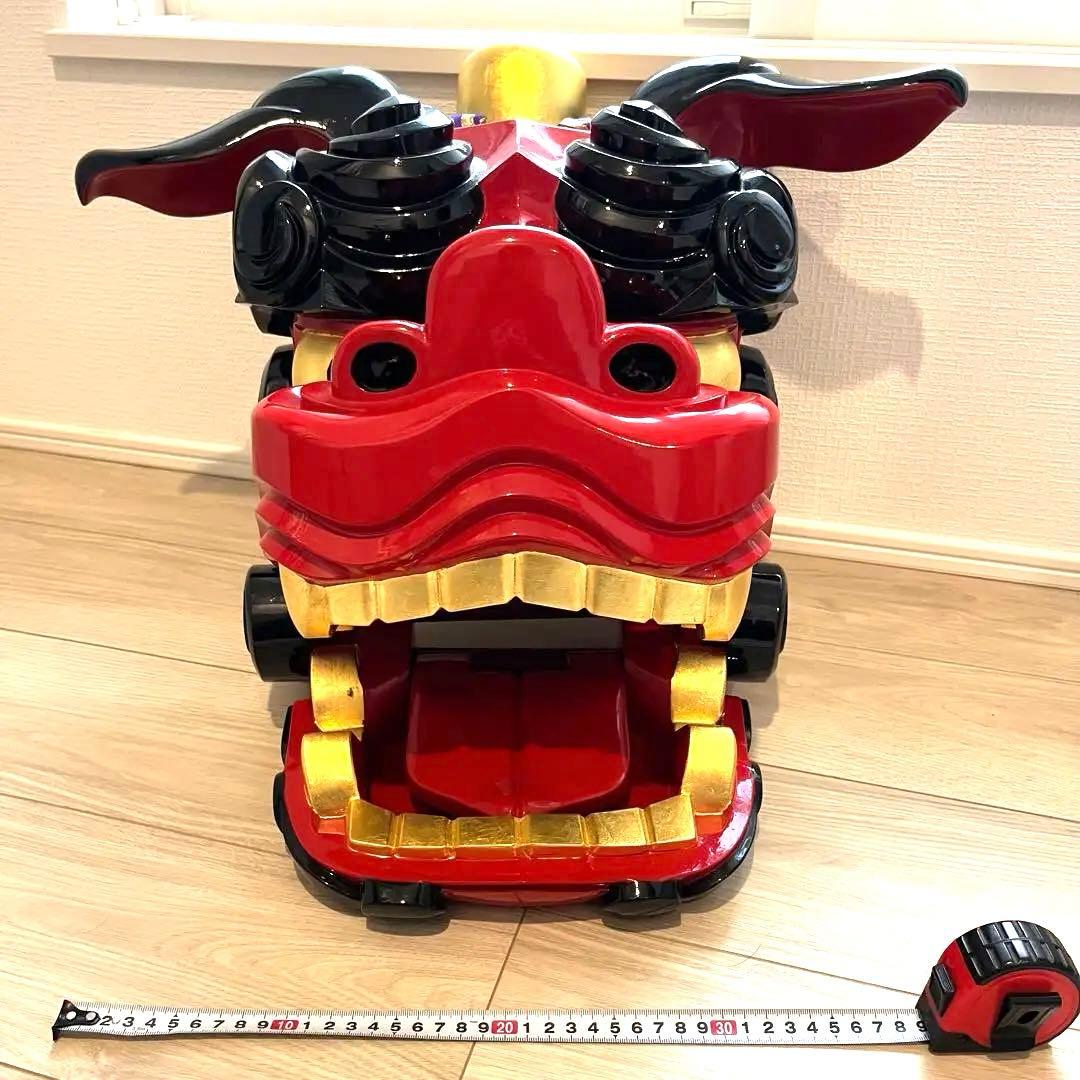 【大ぶり】獅子舞　獅子頭　木彫魔除け　祭　置物　古美術　神楽 木製 木彫 正月