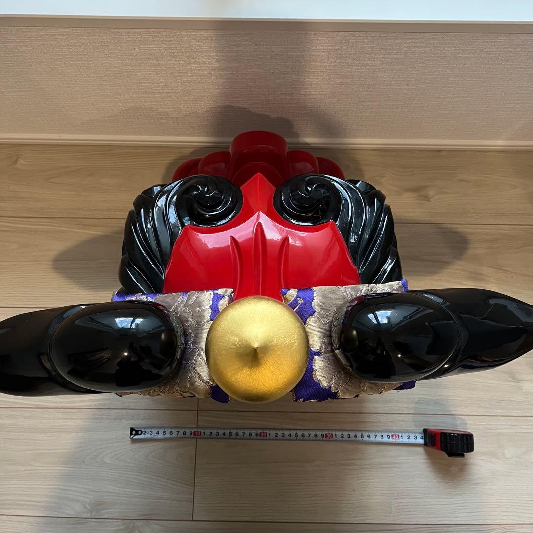 【大ぶり】獅子舞　獅子頭　木彫魔除け　祭　置物　古美術　神楽 木製 木彫 正月