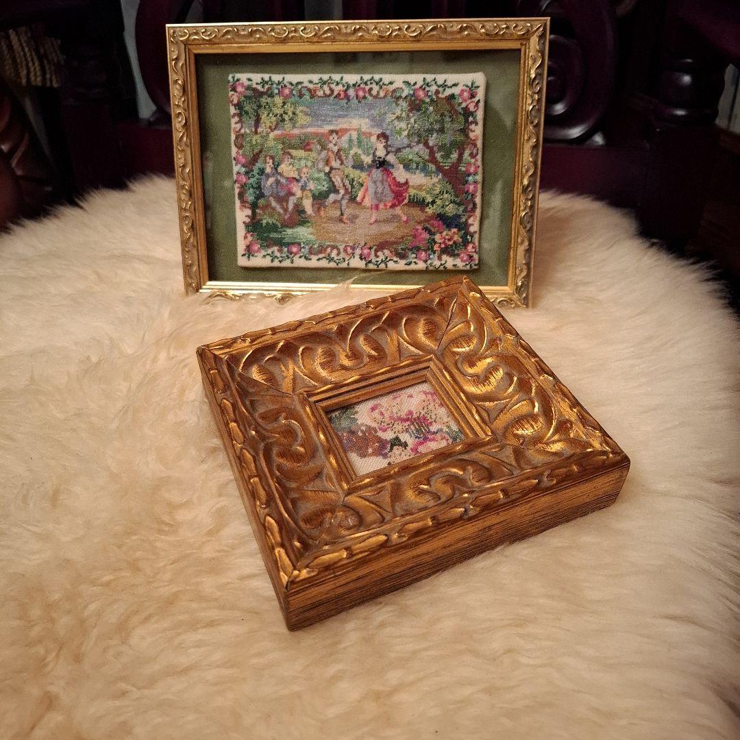 No.仏蘭西館　プチポワン　ミニ額　2点セット　アンティーク　ヴィンテージ