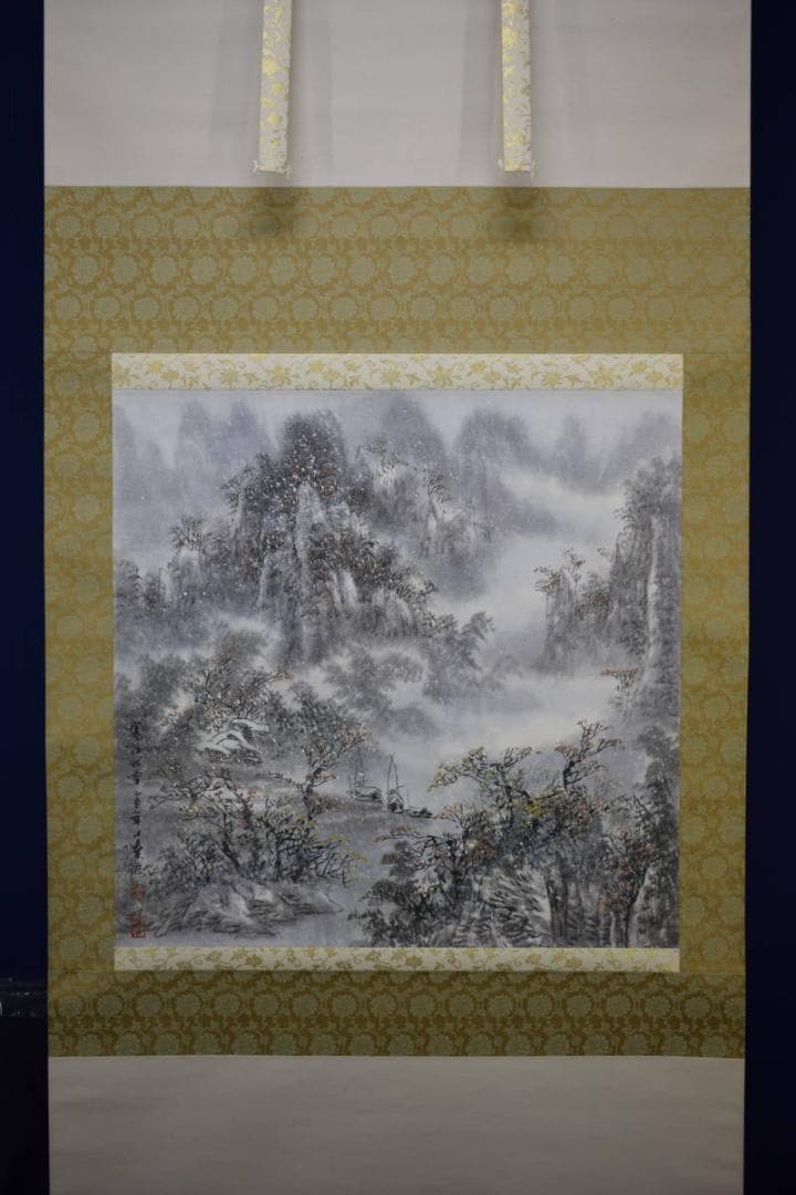 真作/日章/寒江初雪/大幅/布袋屋掛軸HF-738