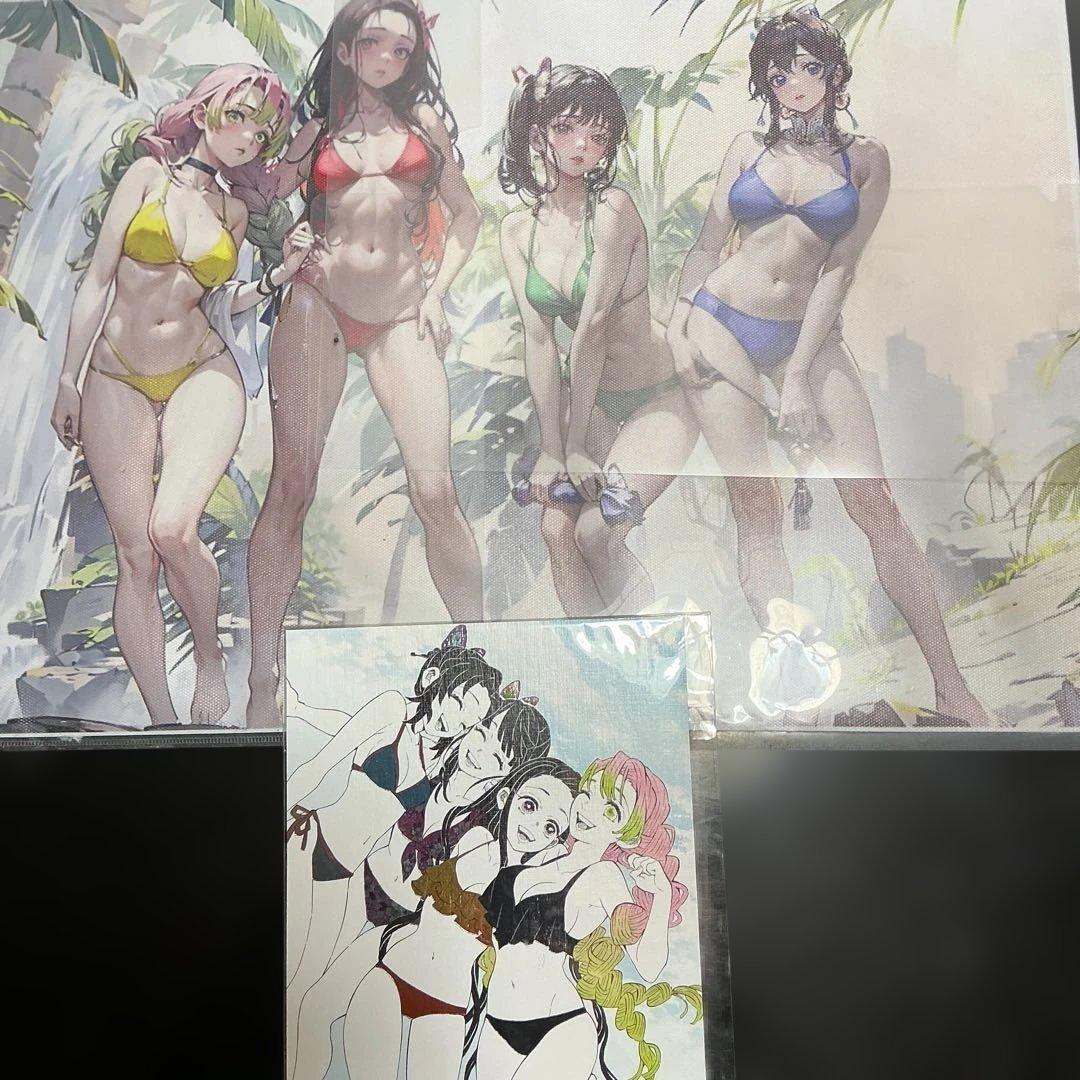 鬼滅の刃　箔押しイラストカード　女性キャラ　水着