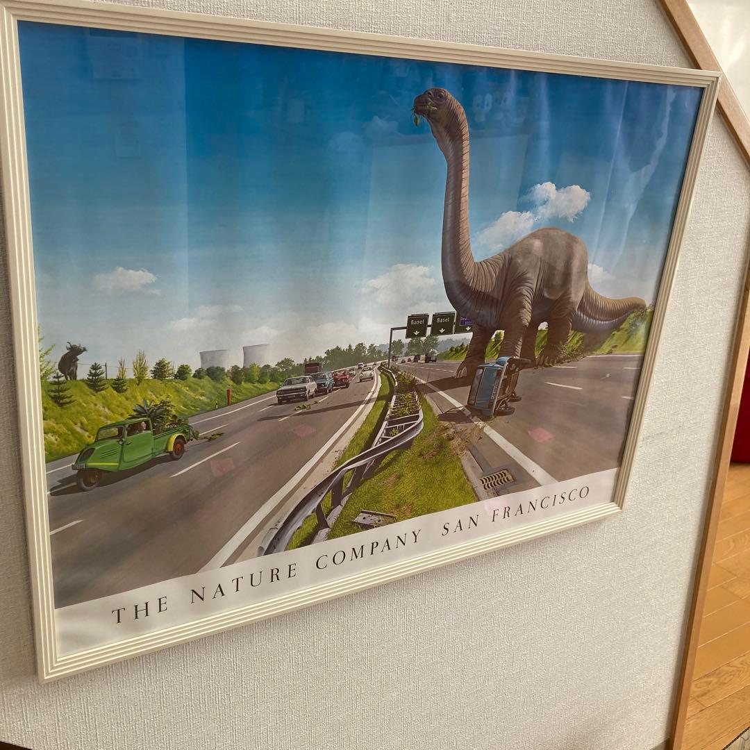 恐竜　絵　アート　イラスト　額縁入り　ポスター　ハイウェイ　ダイナソー