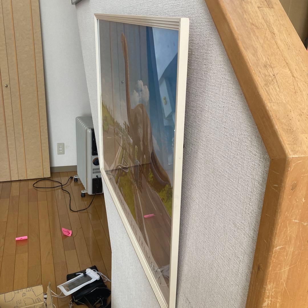 恐竜　絵　アート　イラスト　額縁入り　ポスター　ハイウェイ　ダイナソー