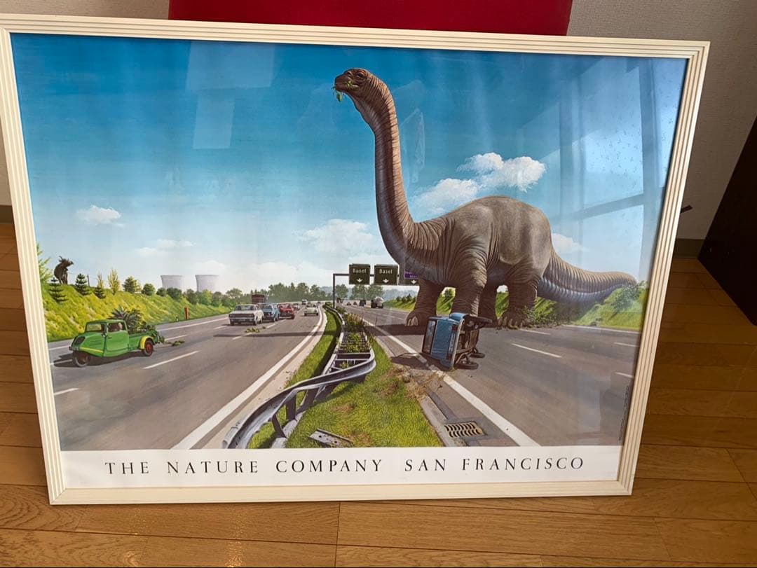 恐竜　絵　アート　イラスト　額縁入り　ポスター　ハイウェイ　ダイナソー