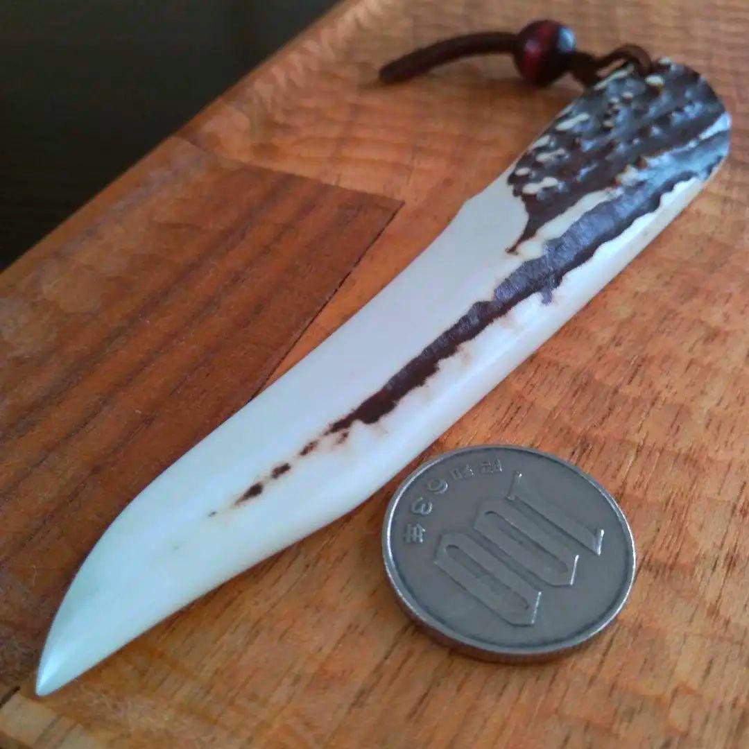 北海道阿寒湖アイヌコタン　エゾシカ鹿角アート工芸品ペーパーナイフ　インテリア