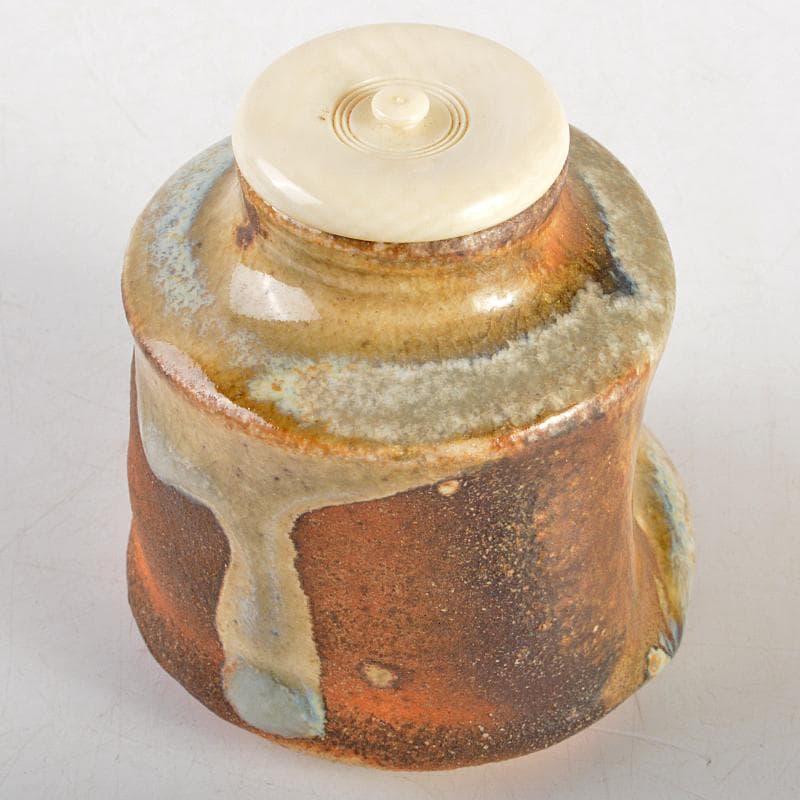 eyeknow74　伊賀西山窯坂本瀧山作茶入古代和更紗仕覆付V　R6732