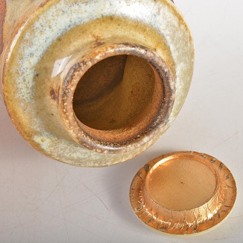 eyeknow74　伊賀西山窯坂本瀧山作茶入古代和更紗仕覆付V　R6732