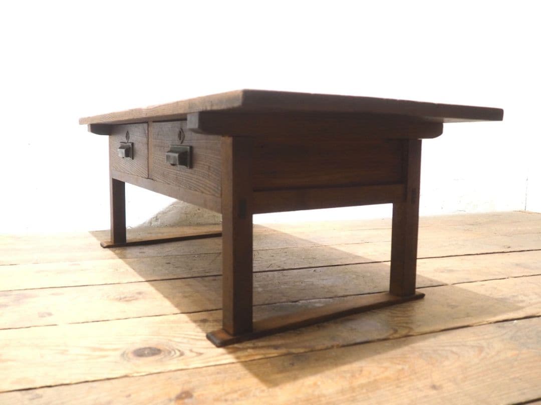 1313 アンティーク　栗の文机　ローテーブル　引き出し　収納棚　レトロ　展示台