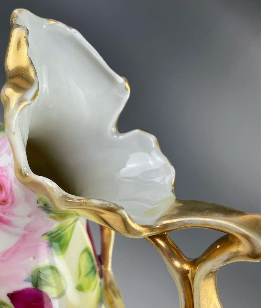 オールドニッポン ２３㎝ アールヌーボー様式 薔薇紋 花瓶 バラ ばら 水差し