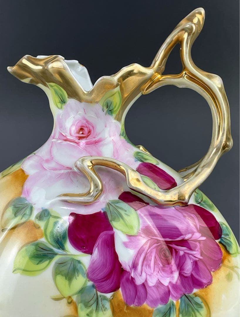 オールドニッポン ２３㎝ アールヌーボー様式 薔薇紋 花瓶 バラ ばら 水差し