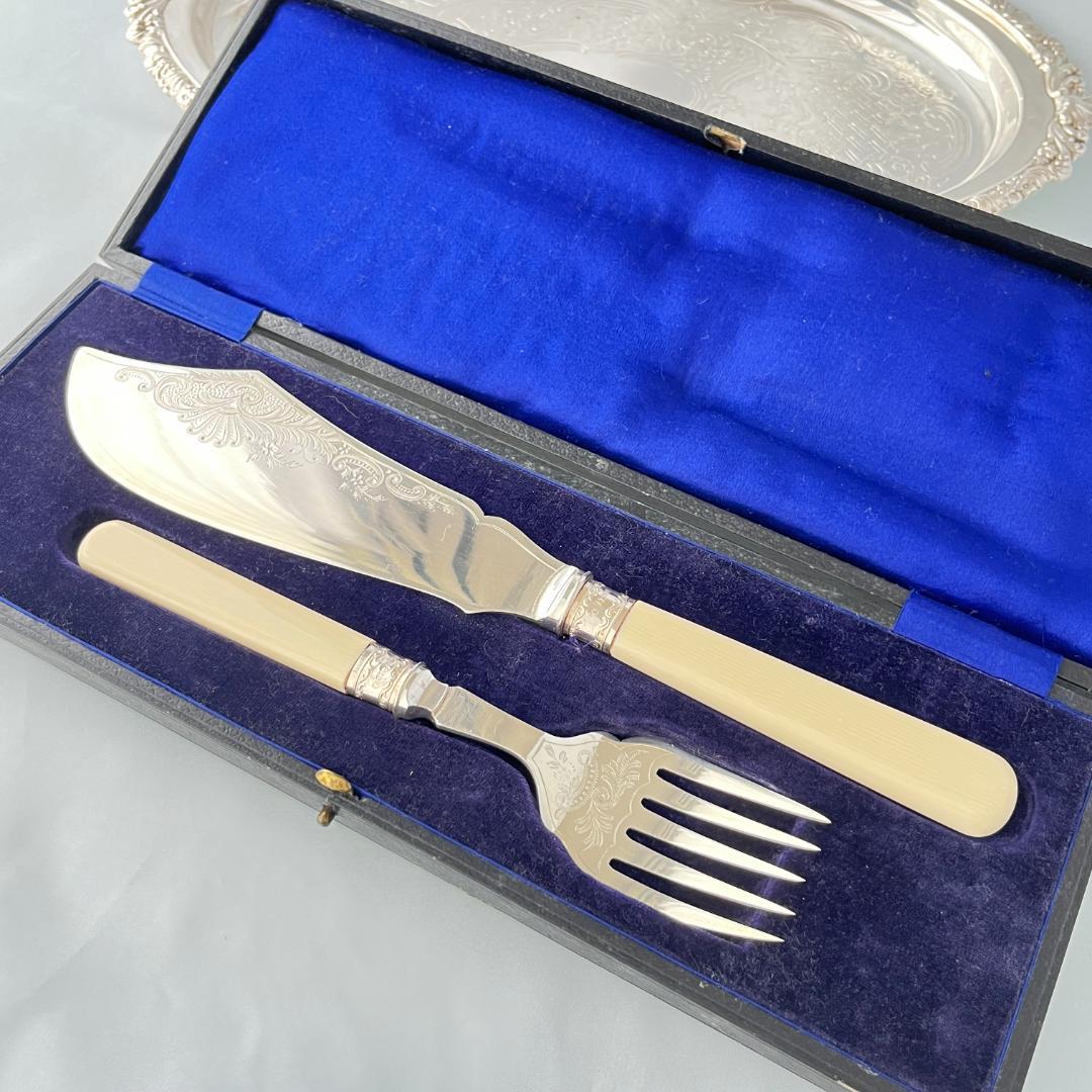 【John Biggi】 ビクトリアンのサーバー ペア【純銀継手】 1921年