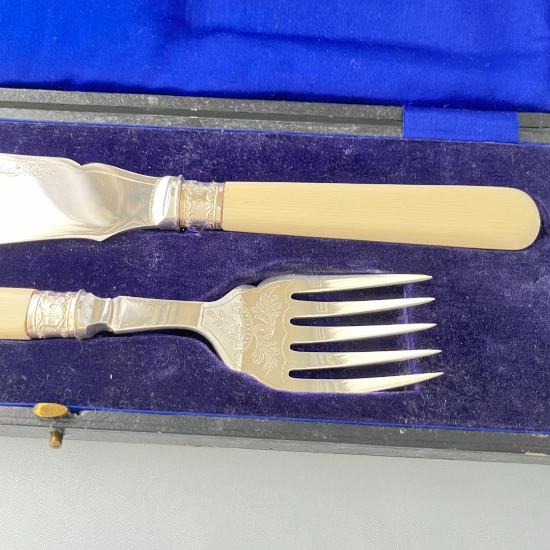 【John Biggi】 ビクトリアンのサーバー ペア【純銀継手】 1921年