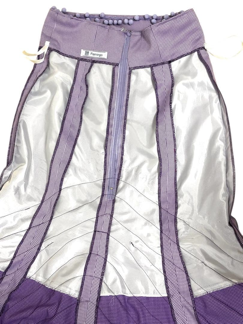 お値下げ♥　フラメンコ　ファルダ 　紫 　後ろ上がりボランテ　ゆとりサイズ