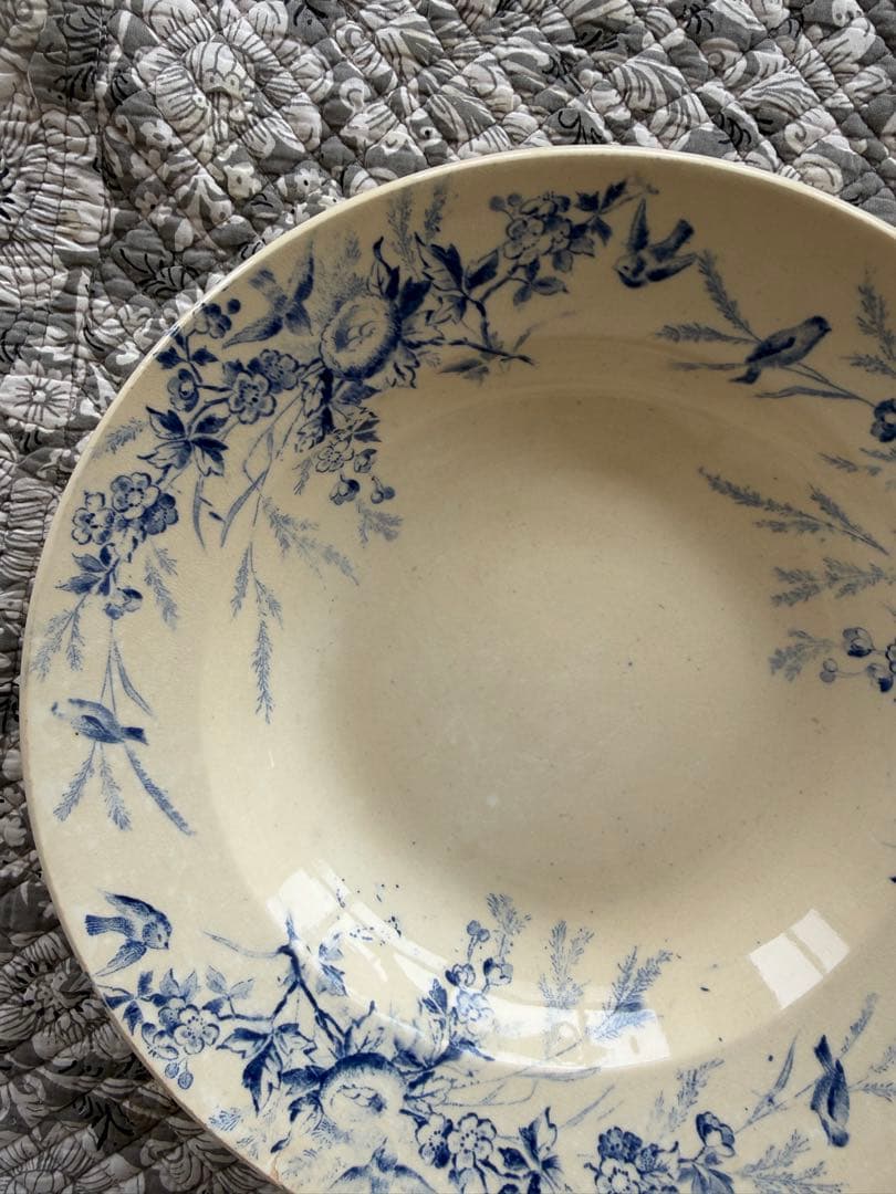 フランスアンティーク陶器クレイユモントローlinotte深皿スープパスタ皿.e