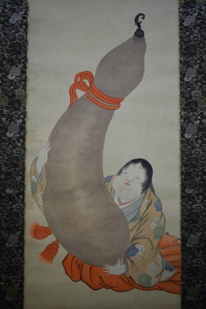 不詳/作者不明/瓢箪にお福図/布袋屋掛軸HH-639