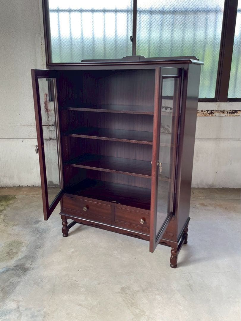 美品　英国　イギリス　アンティーク　キャビネット　キュリオケース　店舗　棚