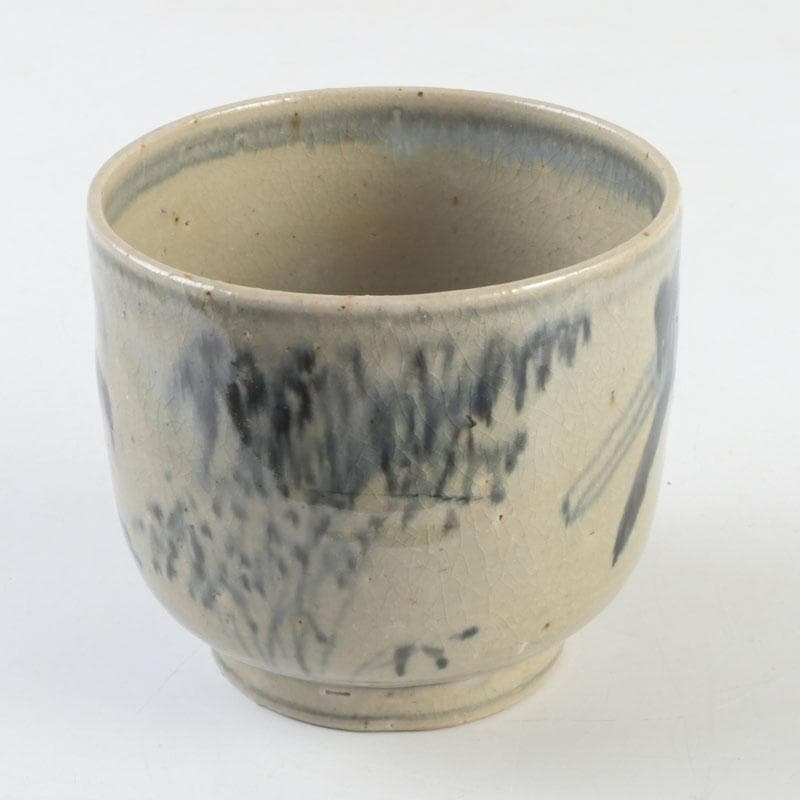 中国　呉須染付　花草昆虫文　茶碗　仕覆・時代箱付　C　9454