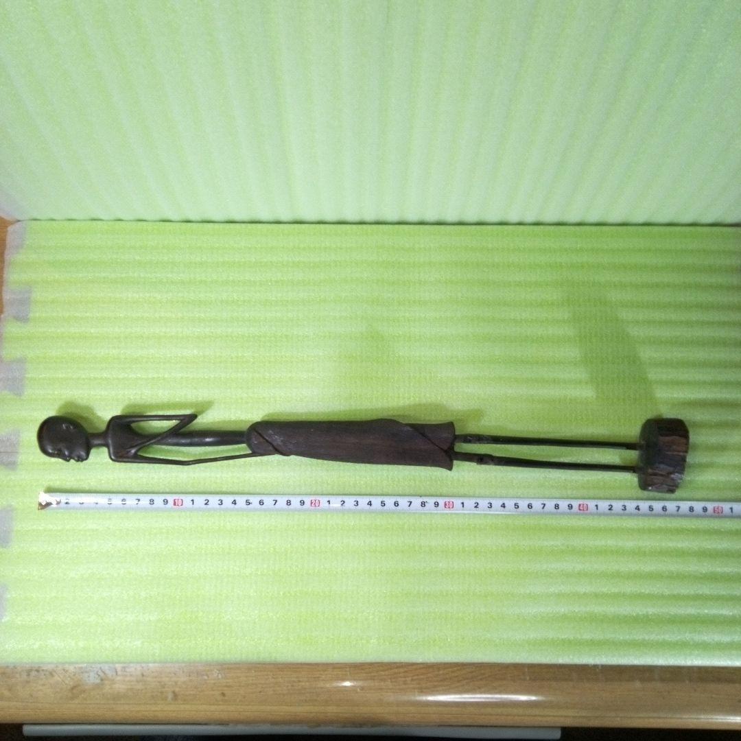 長身　木彫像　オブジェ　木製　木彫り　インテリア　置物　魔除け　厄除け　レア