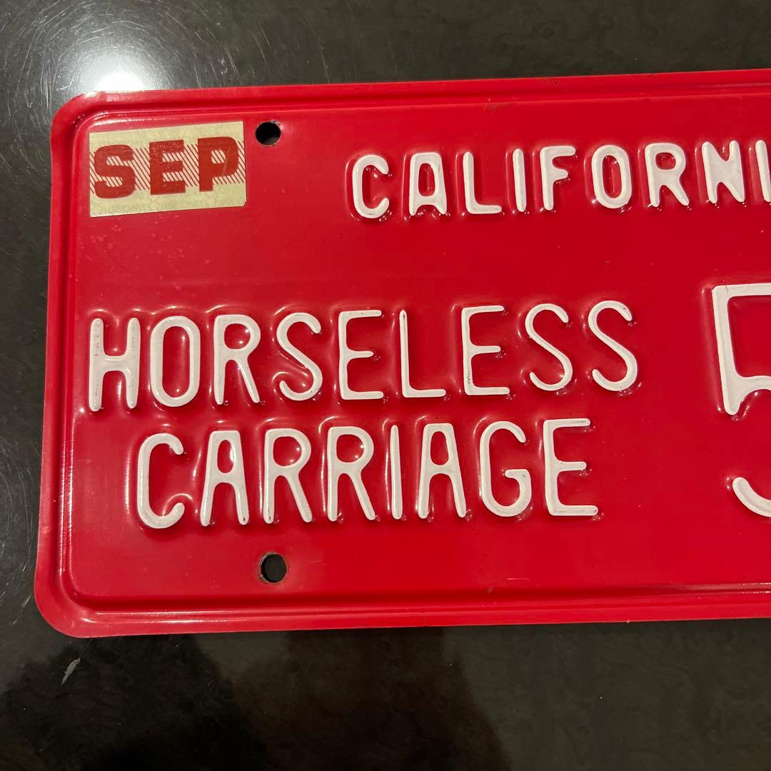 【激レア】ライセンスプレート【赤】カリフォルニアHORSELESS