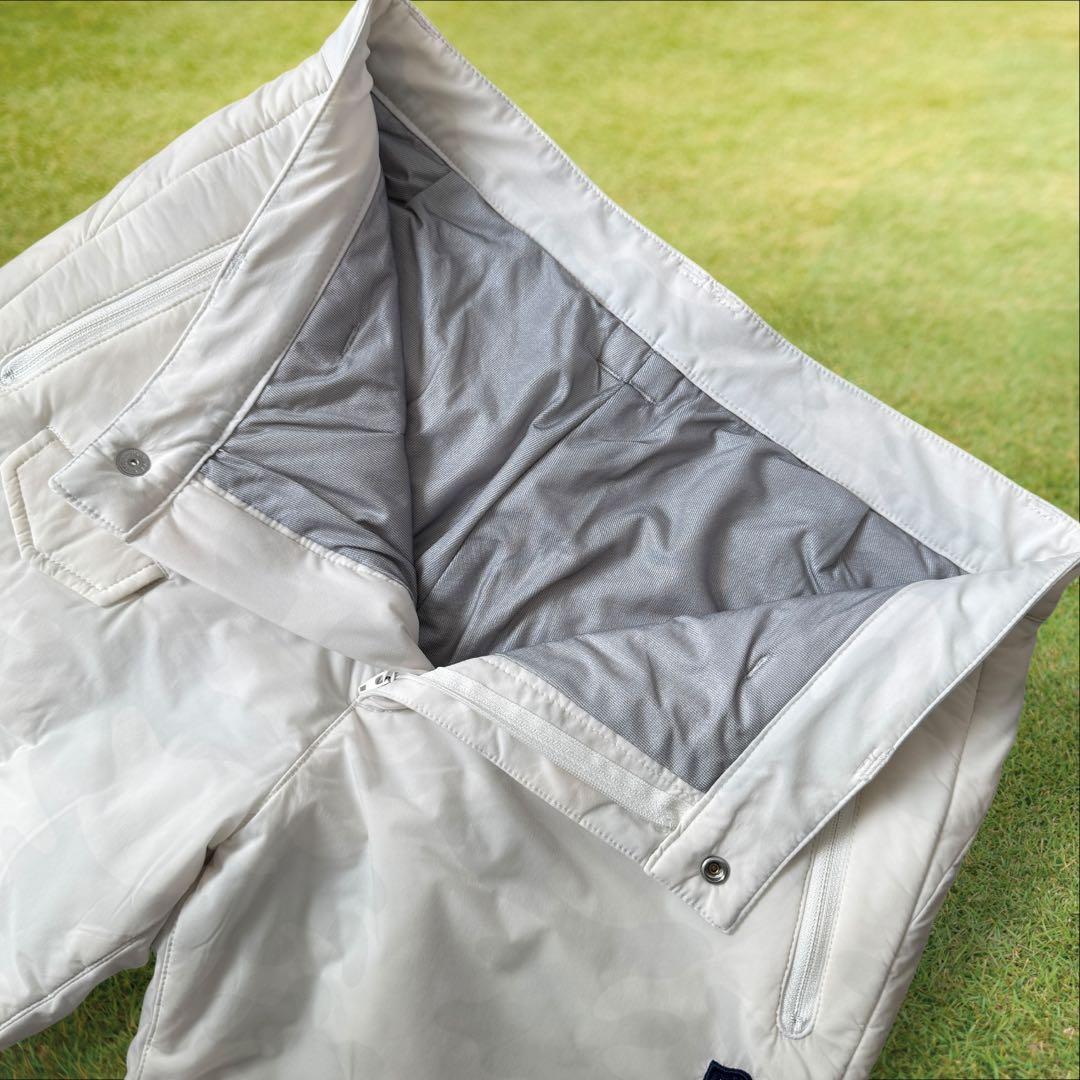 防寒　蓄熱　裏地付き　パーリーゲイツ　パンツ　迷彩　白　M〜L相当　暖パン　4