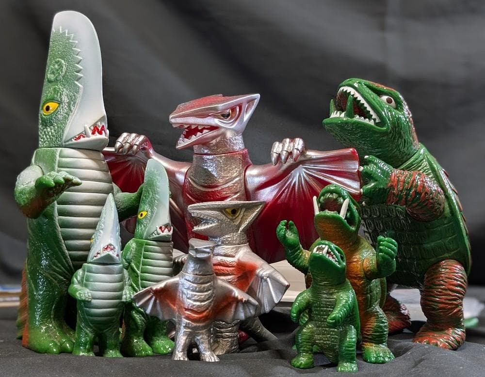 【テロン】昭和ガメラ＆ギロン＆宇宙ギャオス（日東復刻）ソフビ９体セット