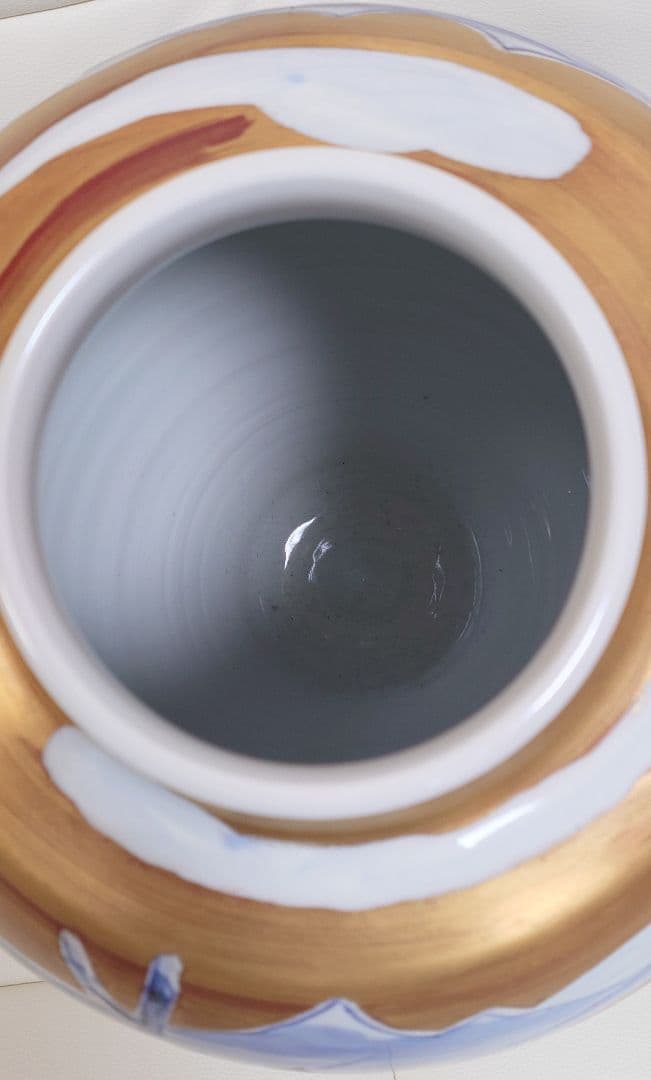 人間国宝篠田義一作　金彩山岳花瓶 陶芸作品