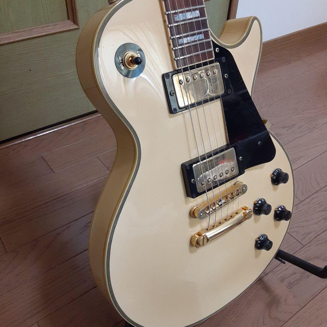 渋色　Burny レスポールエレキギター アイボリー　タッチペンあり