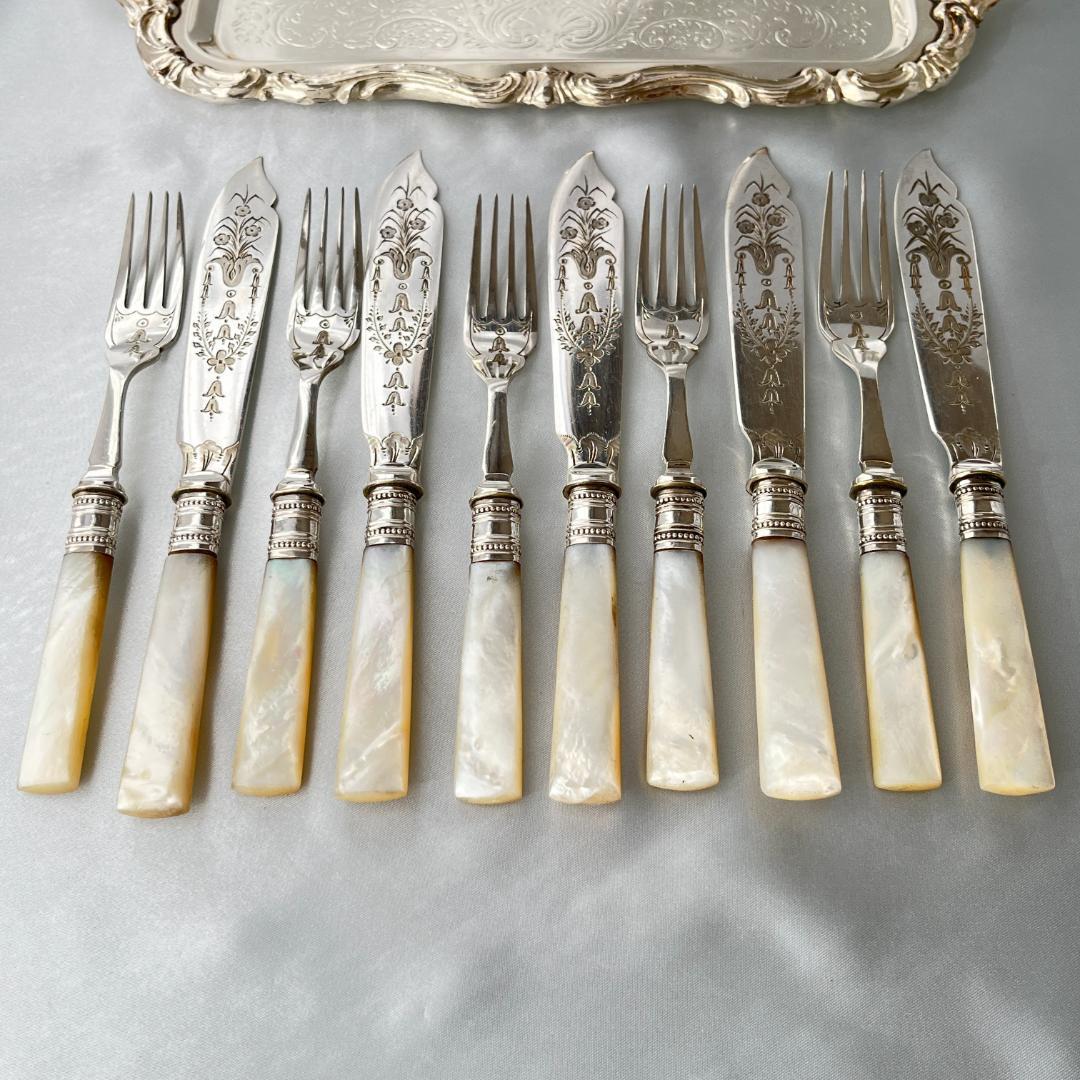 【ATKIN BROS】【白蝶貝】カトラリーセット ナイフ/フォーク 10本