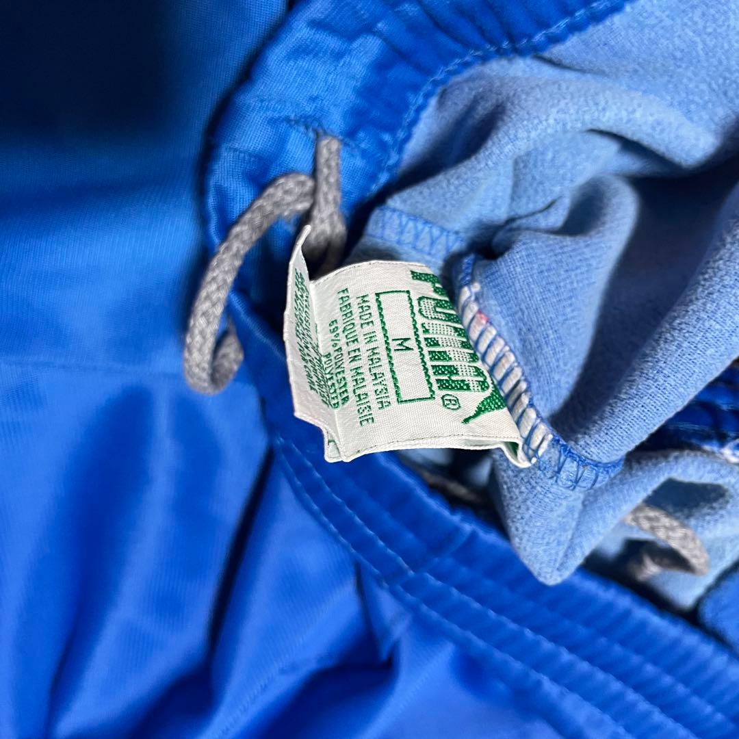 PUMA プーマ　プージャ　トラックパンツ　ジャージ下　青/白　光沢　サイズM