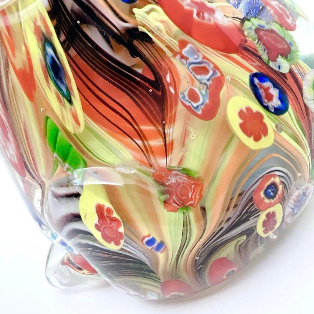 【希少】ヴェネチアンガラス ミルフィオリ 犬 置物 ムラーノガラス オブジェ