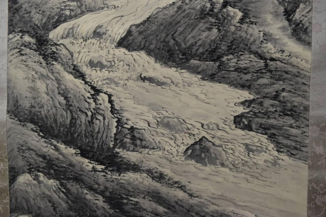 【真作】越智東豫/山水人物画賛/掛軸/名家伝来/AA-204