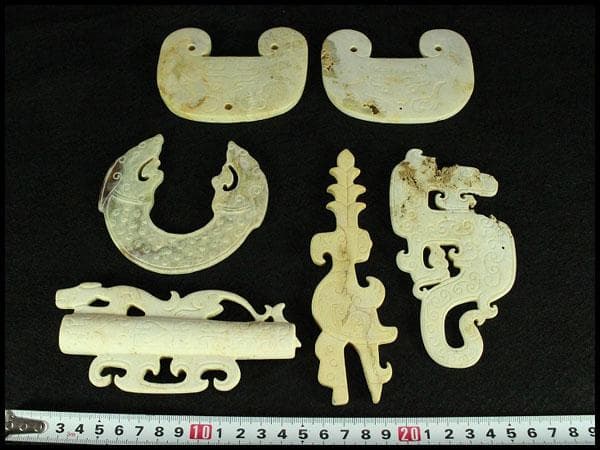 中国美術 古代 砡刻 装飾品 六件 まとめて コレクター蔵品(K-YC518)