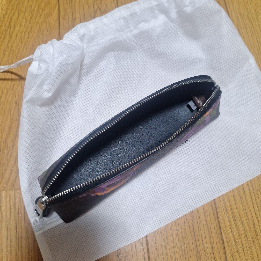 COACH 花柄レザーペンケース 保存袋付き