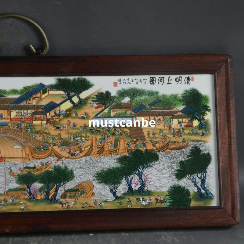 景徳鎮 陶板画 清明上河図 応接間 書斎 懸掛 装飾品 工芸品 美術品 置物