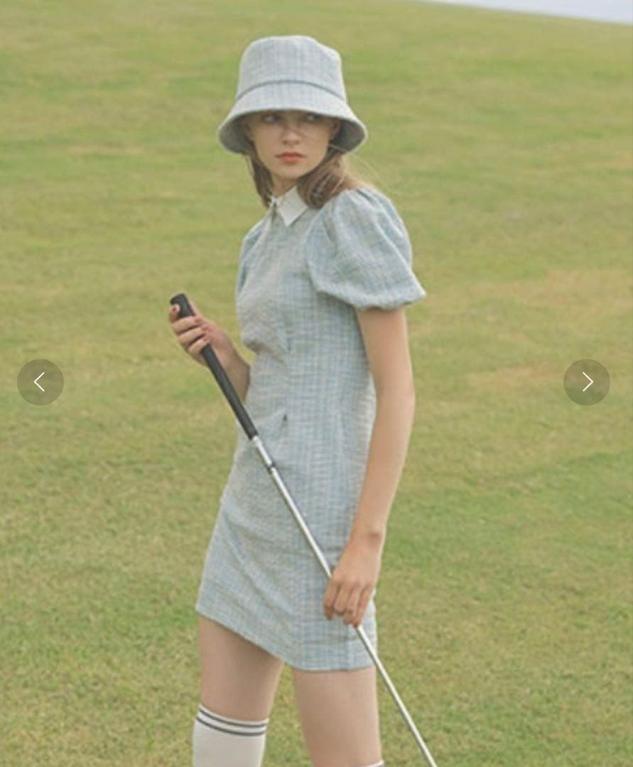 エイミーゴルフ　eimy golf カットツイードワンピース　サイズS　グリーン